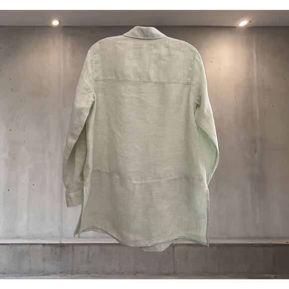 Tahari Essentials Linen Button Down Shirt Tunic Top Women’s Small Long Sleeve - Picture 2 of 8